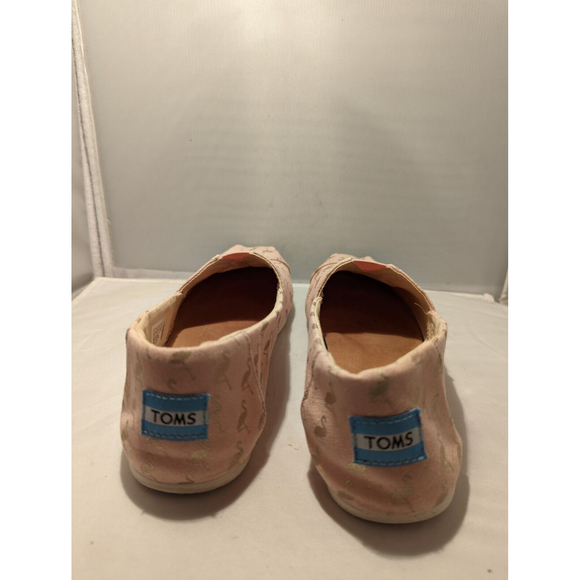 Toms Alpargata Women Size 9.5 Pink Rose Gold Foil Flamingo Flats Canvas Shoes - Picture 3 of 10